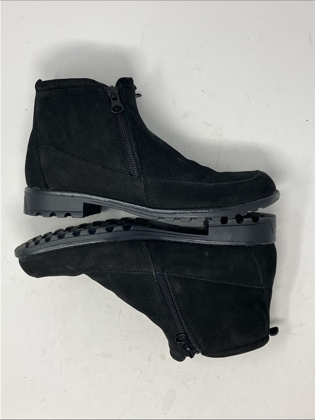 Dr. Scholl’s Daria Black Leather Ankle Booties Dual Zip Comfort 7.5
